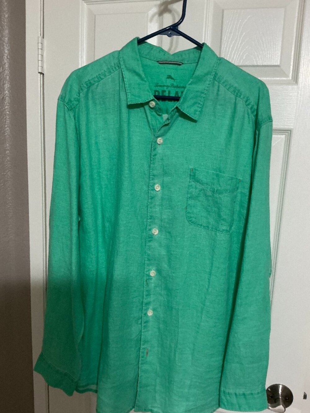 Tommy Bahama Relax Men’s XL Green 100% Linen Long Sleeve Shirt